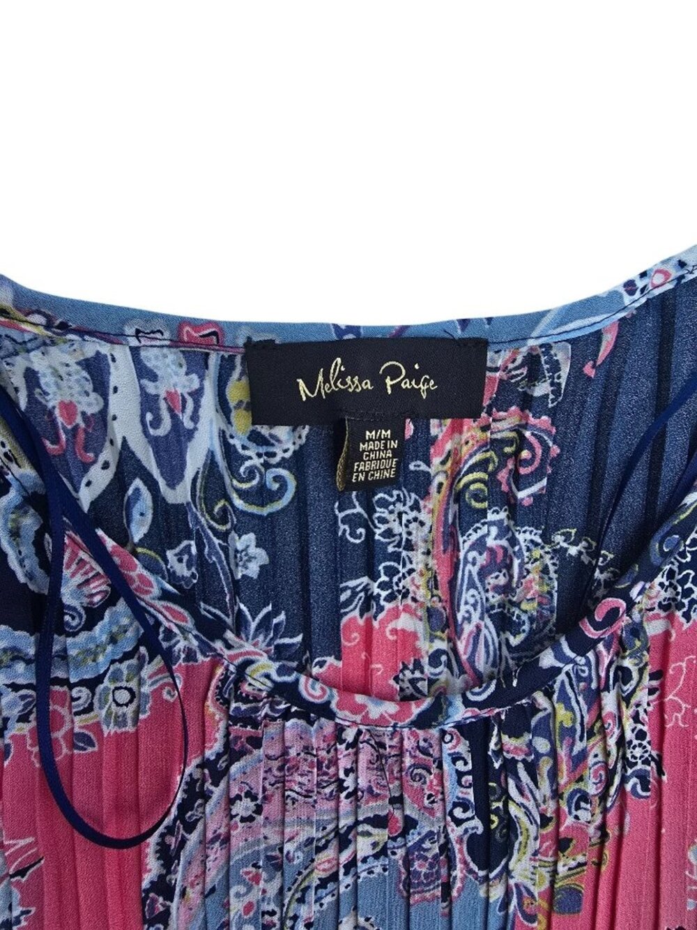 Melissa Paige Women's Paisley Bell Sleeve Pleated Multicolor Tunic Top Size M - Picture 3 of 6